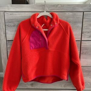 Orangey Red and Pink Free People Movement Fleece